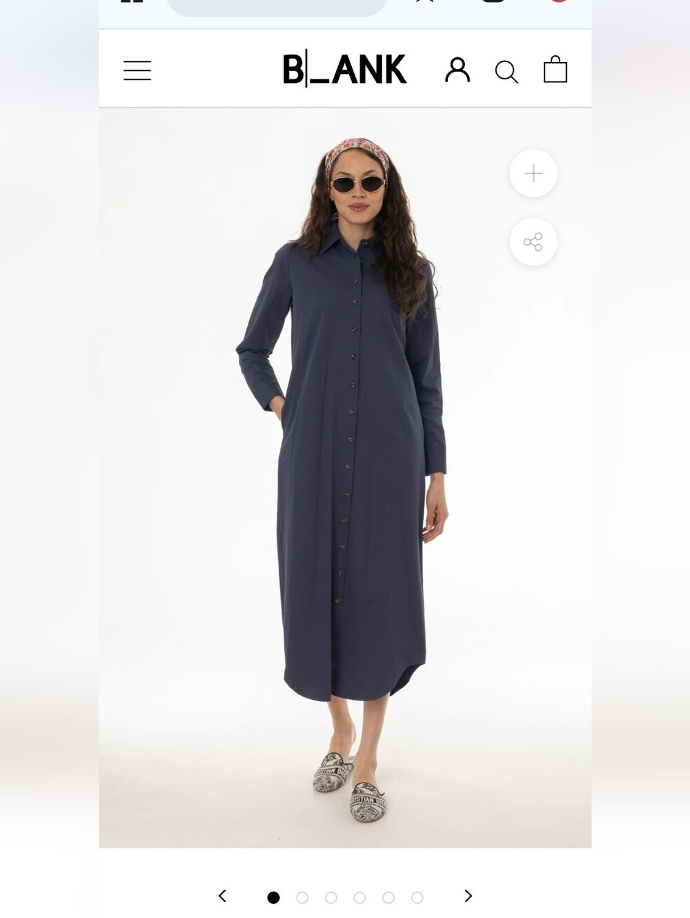 Dress Blank Navy Button-Front Midi Shirt Dress